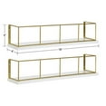 thumbnail image 3 of Kate and Laurel Benbrook 18-inch 2-Pack Wood and Metal Floating Wall Shelves, White and Gold, 3 of 3