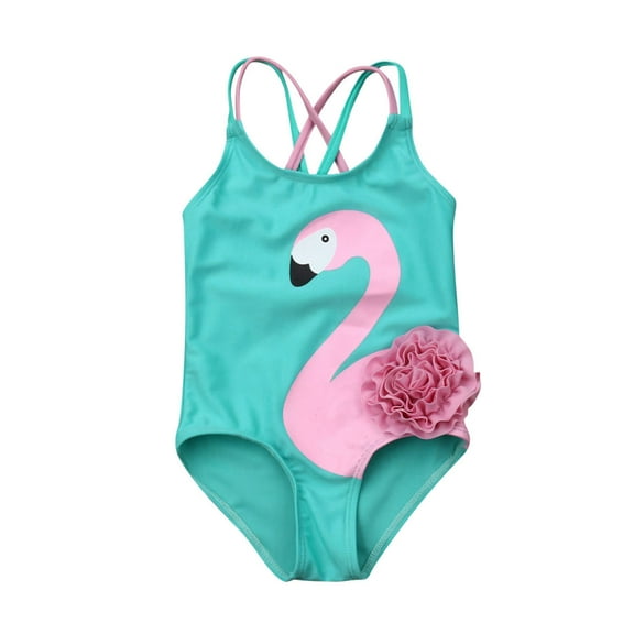 Kiapeise Newborn Infant Toddler Girls Swimsuit One Piece Baby Flamingo Bikini Swimming Bathing Suit Swimwear Little Kids Tankini Set Beach Wear