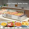 thumbnail image 4 of Electric Stainless Steel Food Warmer - 6 Compartment 8Qt Buffet Server with Glass Lid, Commercial Countertop Heater, 4 of 11