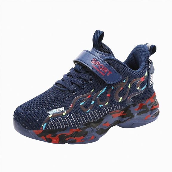 enyan Boys' Sneakers Running Shoes Lightweight Sport Kids Running Shoes (Toddler/Little Kid/Big Kid) Dark Blue,4