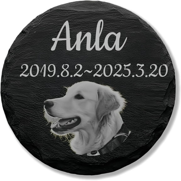 Personalized Dog Memorial Stone Custom Engraved Pet Headstone with Photo & Name Black Granite Grave Marker for Garden Home Decor Sympathy Gift for Loss of a Beloved Dog Cat
