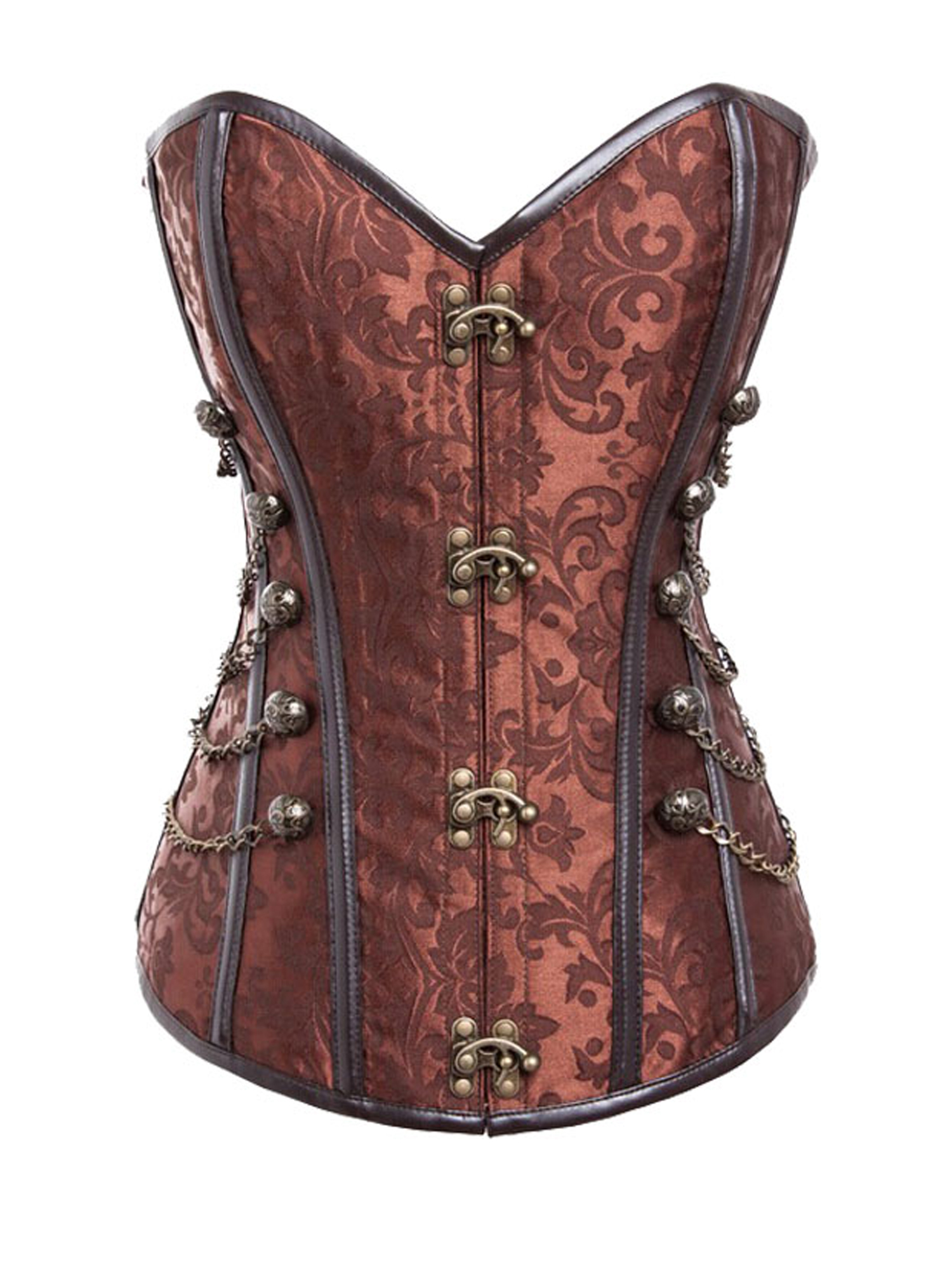 Details about  / New SteamPunk Leather+Brocade Corset