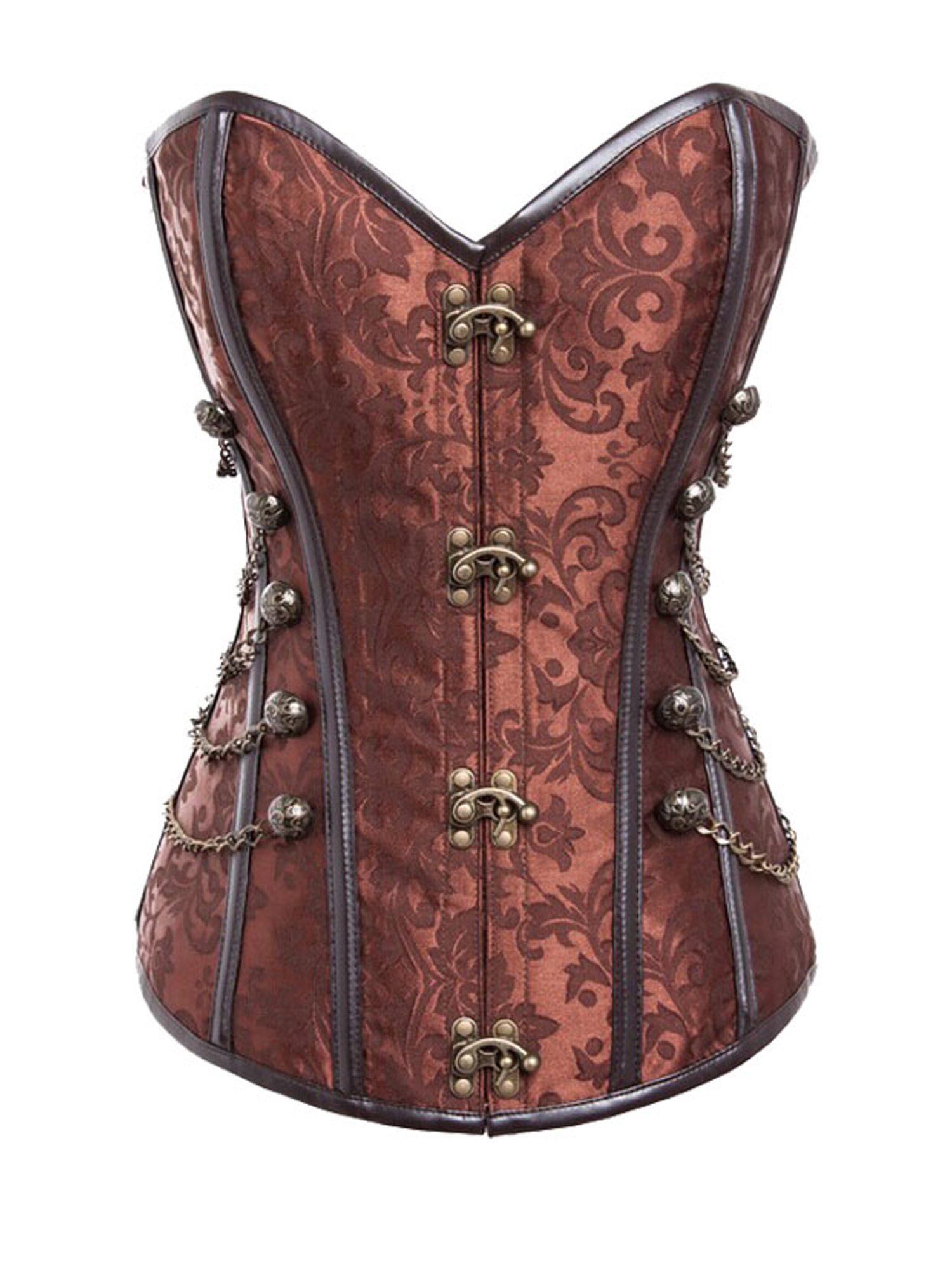 Details about / New SteamPunk Leather+Brocade Corset