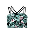 thumbnail image 3 of iEFiEL Girls Double Cross Shoulder Straps Swimming Crop Top Vest Butterfly Prints Tankini Tank Top Swimwear Black 14, 3 of 5
