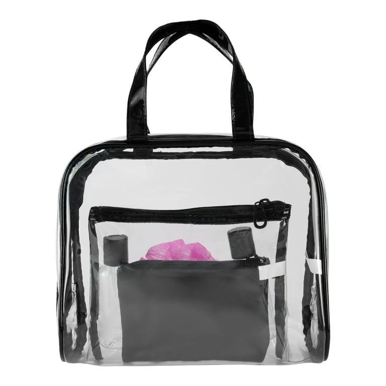 2 Packs Large Clear Bag, Transparent PVC Tote Bag with Zipper
