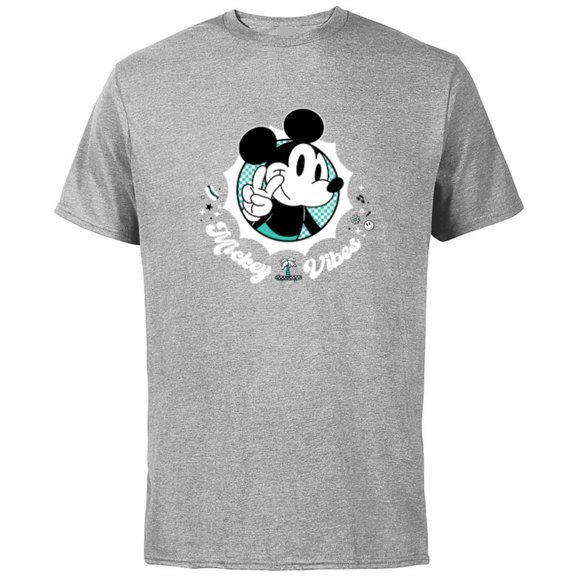 Disney Mickey Vibes Retro Cool - Short Sleeve Cotton T-Shirt for Adults - Customized-Athletic Heather