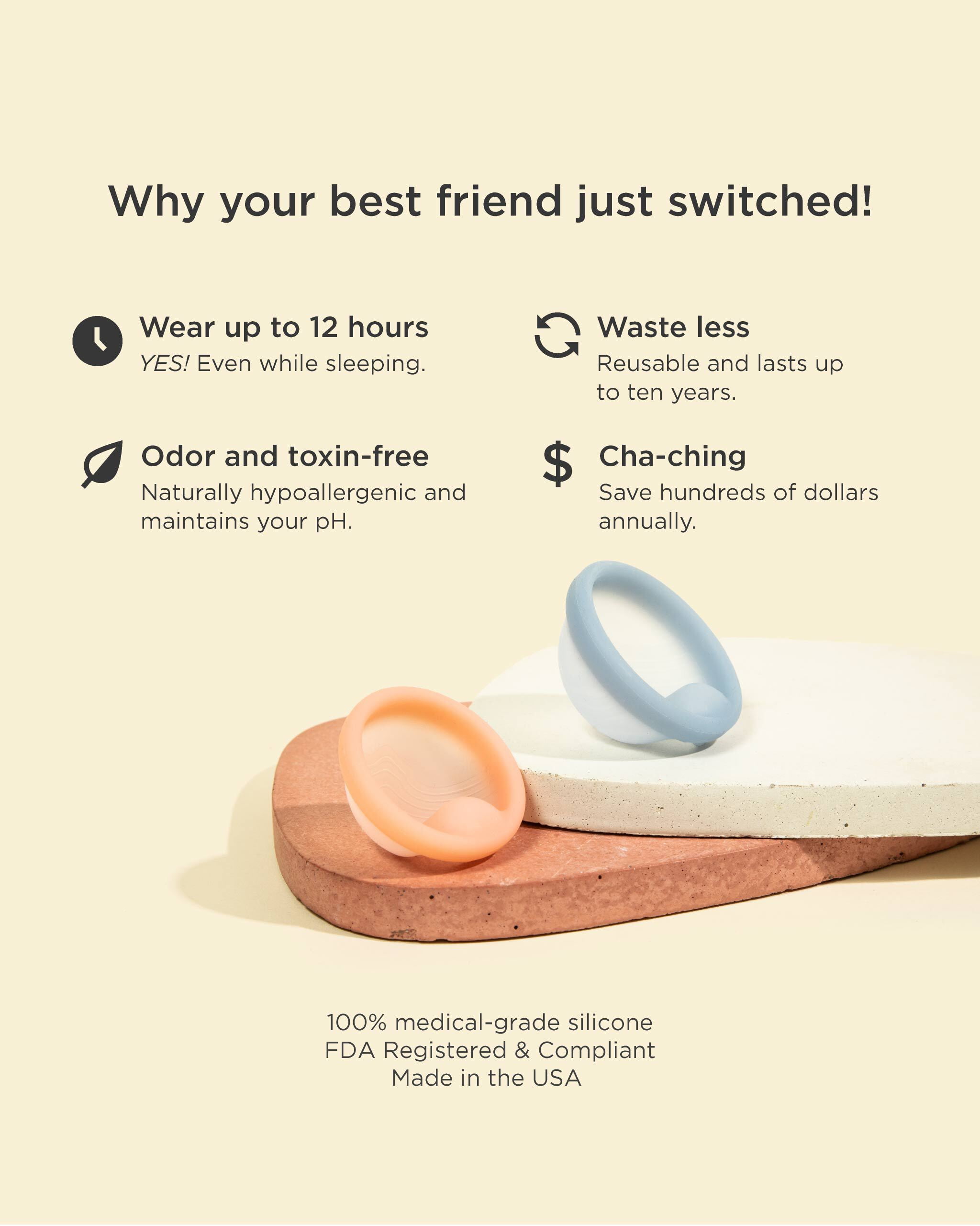 Saalt Menstrual Disc Size Small - Soft, Flexible, Reusable Medical-Grade Silicone - Wear 12 Hours - Removal Notch - Made in USA