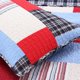 thumbnail image 4 of Patchwork Plaid Boys Bedding Full/Queen Cotton Quilt Set Elegant Red Navy Blue, 4 of 10