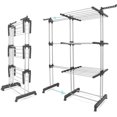 thumbnail image 1 of Tendedero de ropa 2 en 1 de 26 a 51 pulgadas con 6 alas plegables de gran tamaño 4 niveles plegable para uso en interiores y exteriores, 1 of 8