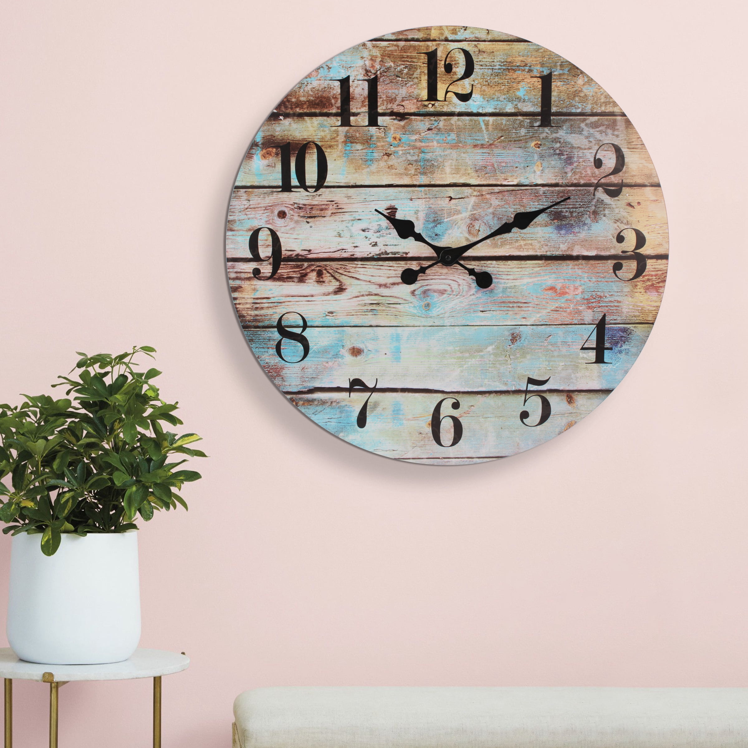 Stonebriar 23" Multicolor Analog Round Farmhouse Battery Operated Wall Clock