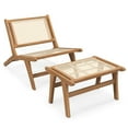 thumbnail image 1 of Costway Mid Century Modern Accent Chair with Ottoman Teak Wooden Frame Farmhouse, 1 of 10