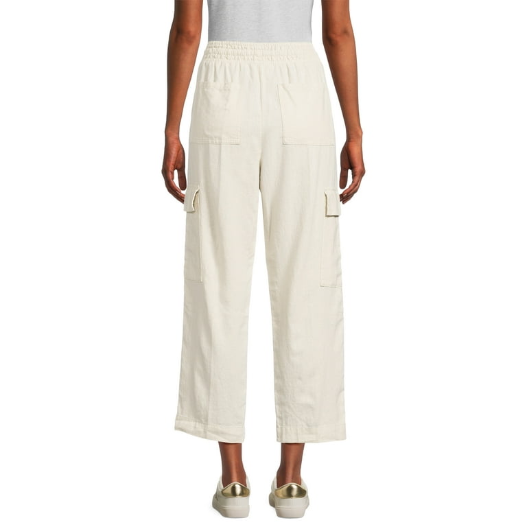 パンツ ANOTHER A Linen Wide Cargo Pants Charcoal LINEN WIDE CARGO P Time and Tru Women's Linen Blend Cropped Cargo Pants, 28
