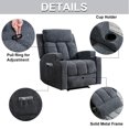 thumbnail image 5 of Bonzy Home Massage Recliner Heat and Vibration Upholstery Reclining Chair Cup Holders for Bedroom Living Room Fabric Sofa Navy, 5 of 6