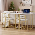 thumbnail image 3 of Modern 3 Piece Dining Table Set with Storage Shelves, Counter Height Metal Frame and 2 Upholstered Chairs, Space Saving for Kitchen Apartments, Black Tube, 3 of 8
