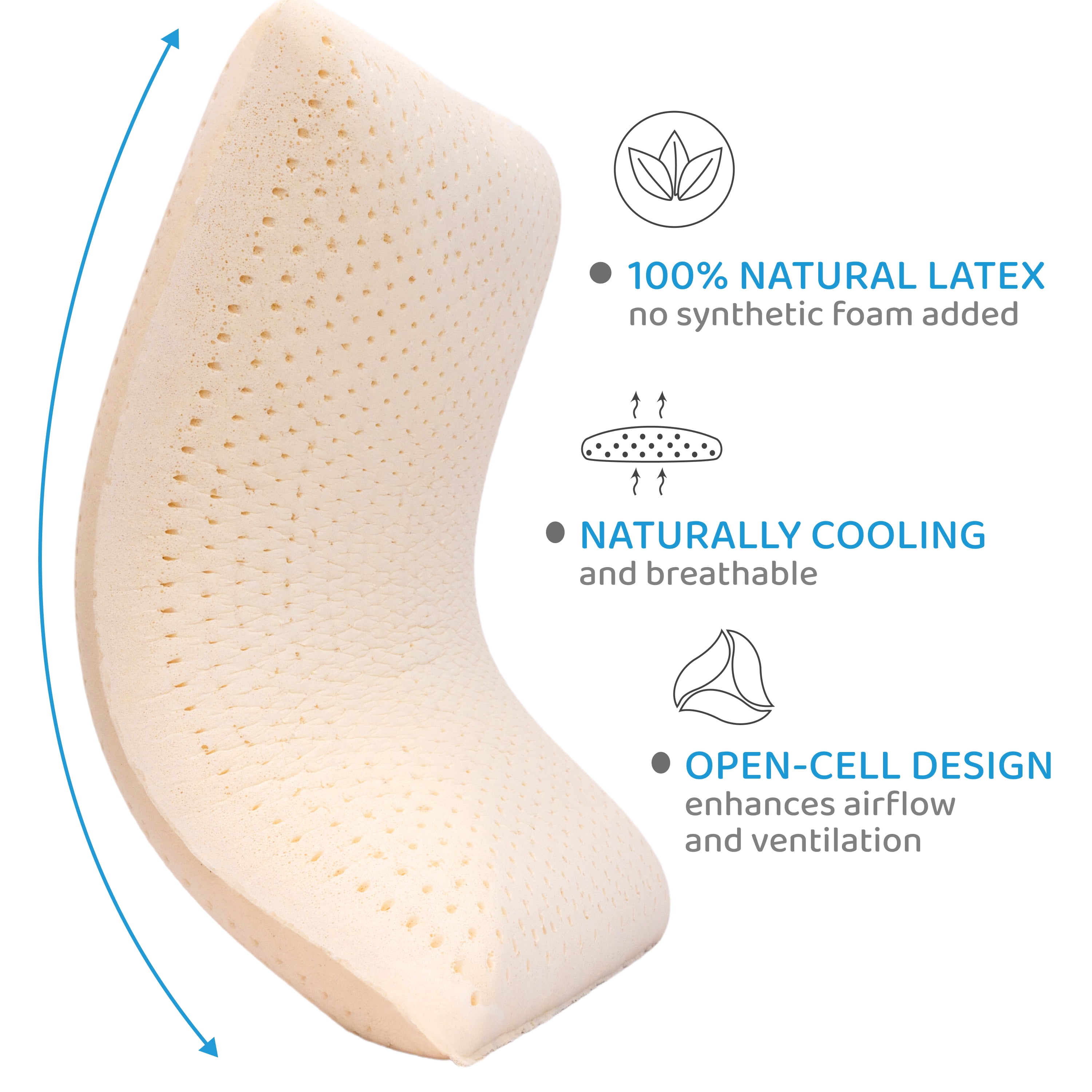 DREAMUS Natural Talalay Latex Pillow King Size High Loft