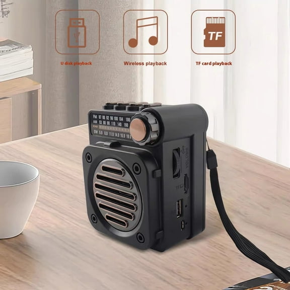 Mini Portable Radio Pocket FM AM Receiver Built-in Speaker Multinational Wireless Bluetooth 5.0Music Player with LED Flashlight