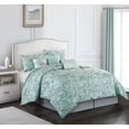 thumbnail image 1 of Lanco Floral Outline 7-Piece Comforter Set, Aqua, King, Fill Material Polyester Silhouette, 1 of 5