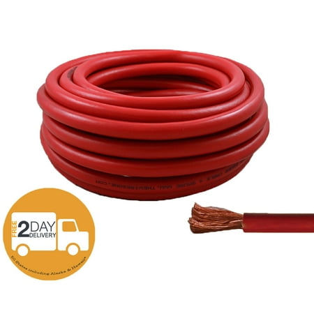 High Performance Wire - 4 Gauge 25 Feet High Performance Flexible Amp Power/Ground Cable 4 AWG Wire Red