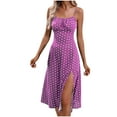 thumbnail image 2 of Busydd Summer Dresses for Women 2026 Trendy Polka Dot Spaghetti Straps Sundress Casual Round Neck Sleeveless Midi Dresses for Women Beach Vacation Slit Womens Dresses 2XL, 2 of 9