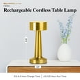 thumbnail image 6 of Bell + Howell Chelsea Small Table Lamp, Touch Lamps for Bedroom, LED Rechargeable Lamp, Cordless Lamp Great for Gifting, Small Lamps for Bedroom, Lamps for Living Room, Home Décor, Gold, 6 of 8