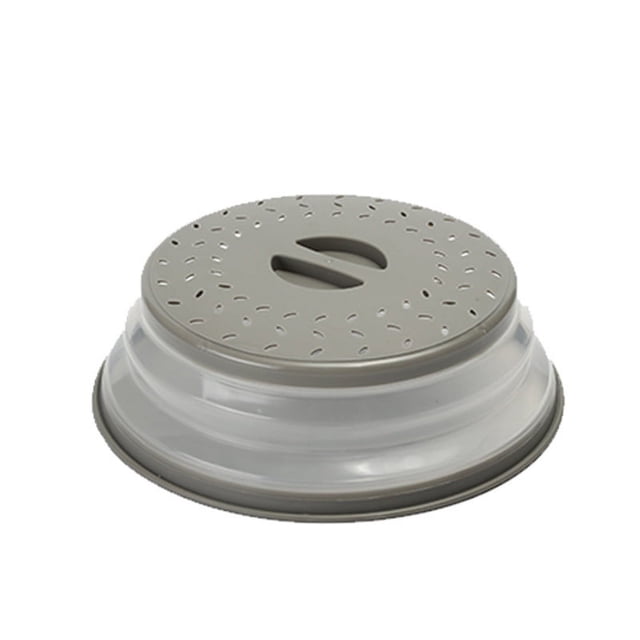 Cubierta para plato de comida plegable con ventilación para microondas, a prueba de salpicaduras, con mango de fácil agarre, apta para lavavajillas, silicona y plástico sin BPA, redonda de 10,5 pulgadas, 10,5 pulgadas, carbón oso de fresa Electrónica