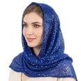 thumbnail image 6 of Yvsxxv Blue Sequin Head Wrap Bandana, Sparkly Fashion Hair Scarf, 16.54*17.72inch, 6 of 7
