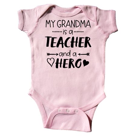 

Inktastic My Grandma is a Teacher and a Hero Gift Baby Boy or Baby Girl Bodysuit