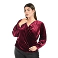 thumbnail image 1 of Blusa de terciopelo cruzada Roman Fashion /Tallas Extras, 734 (Vino) vino 42, 1 of 6