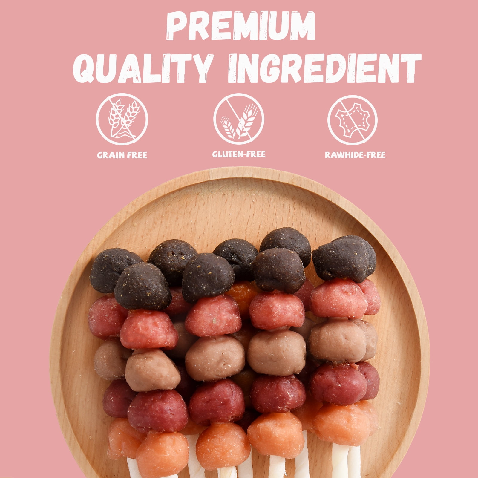 (2 pack) Pawmate Kabob Dog Treats, Chicken Beef Duck Rabbit and Salmon Dog Treats for Dogs, 10.6oz