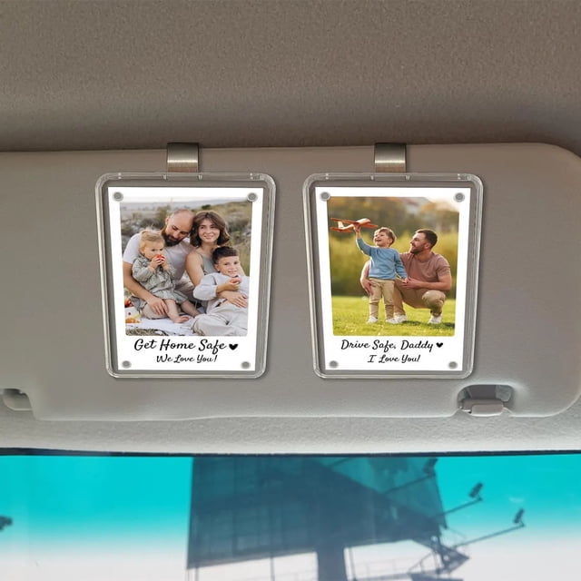 Universal Car Sun Visor Photo Clip Holder Acrylic Display Frame For Convenient Interior Decoration And Personal Storage Solution