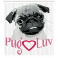 thumbnail image 3 of Ambesonne Pug Shower Curtain, Pug Love Image Grey, 69"Wx70"L, Dark Grey Pink Grey, 3 of 3