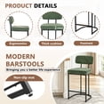 thumbnail image 3 of CRERIYO Counter Height Bar Stool Set of 1, Upholstered Kitchen Island Chair with Thick Padded Seats, Backrests and Sturdy Metal Frame, Green, 3 of 8