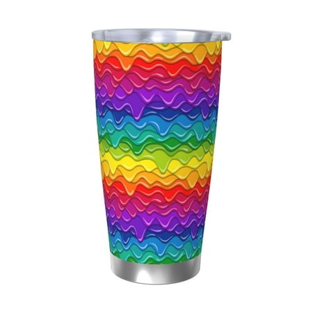 

Lukts Bright Rainbow for 20OZ Car Cup Stainless Steel Direct Drinking Straw Thermos Cup Suitable for Office Travel and Car-Without Straw