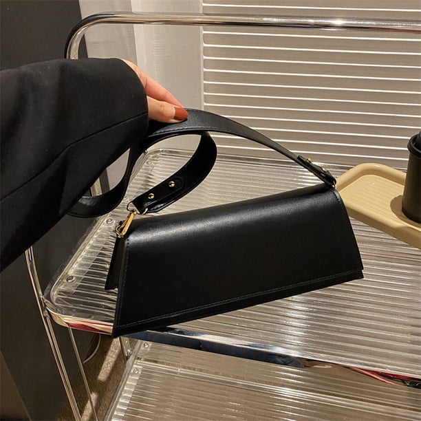 Bolsos de mano Hobo para mujer, bolsos de moda ligeros, bolso de mano sólido (negro)