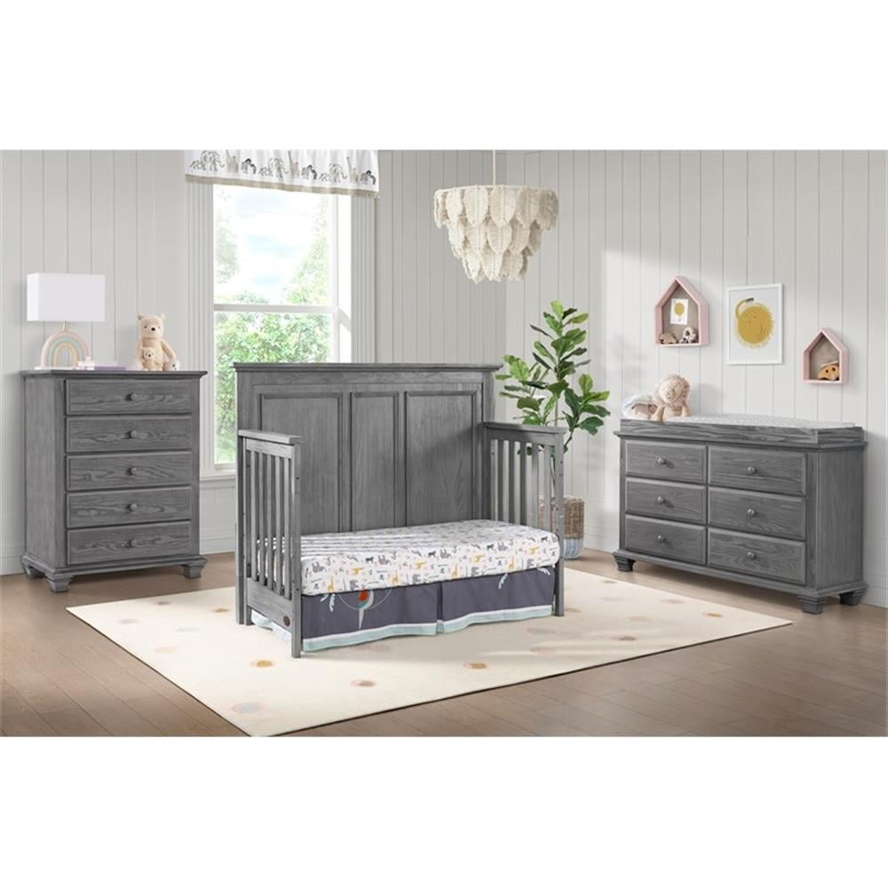 Oxford Baby Kenilworth 4-in-1 Convertible Crib, Graphite Gray, GREENGUARD Gold Certified, Wooden Crib