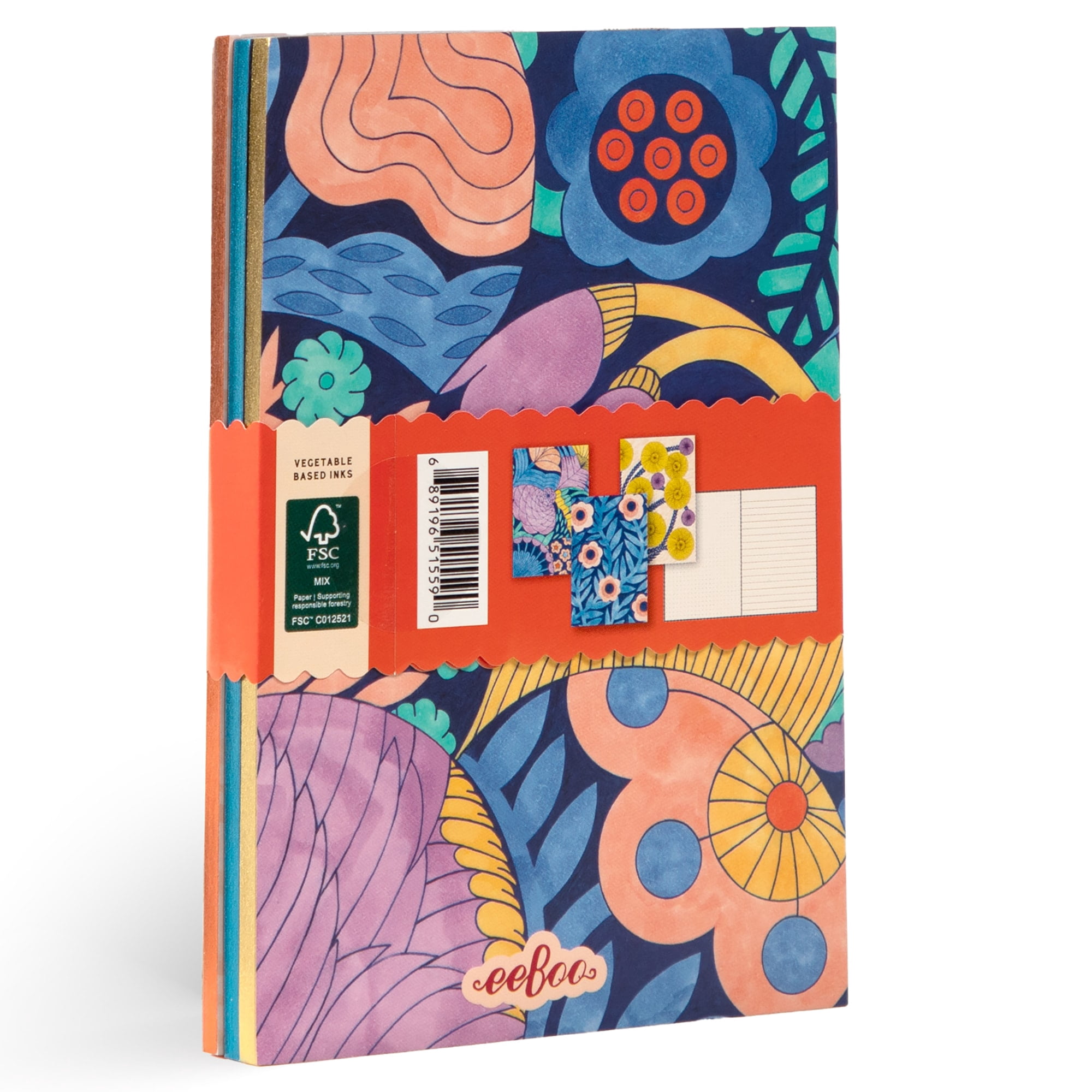 eeBoo Piece & Love: Cecilia's Little Notebooks - Set of 3, 5.75 x 4", 64pg Each, Nature Themed Adult Journals, Notes-Sketch-Draw, Lines & Dot Grid