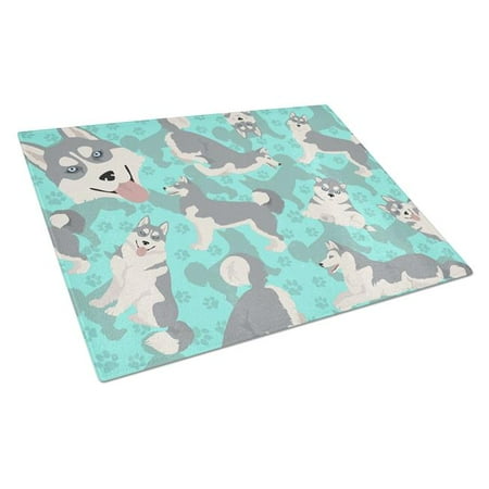 

Carolines Treasures MLM1073LCB 15 x 12 in. Blue Grey Siberian Husky Glass Cutting Board - Large