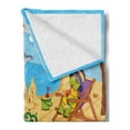 thumbnail image 2 of Animal Soft Flannel Fleece Throw Blanket, Cartoon Animals Playing on Beach Monkey Hippo Dolphin Exotic Summer Illustration, Cozy Plush for Indoor and Outdoor Use, 50" x 70", Multicolor, by Ambesonne, 2 of 5