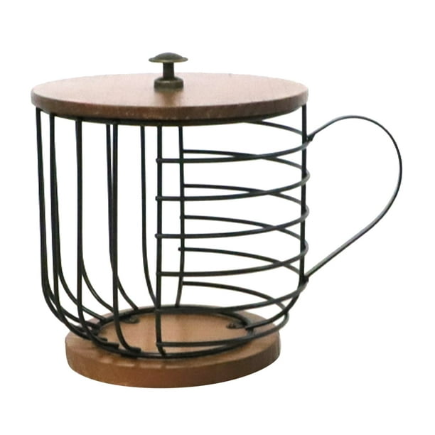 Cesta de almacenamiento de escritorio con forma de taza, cesta organizadora para el hogar con tapa