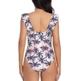 thumbnail image 6 of Yiaed Tropics Palm Trees Print Women's Ruffled One Piece Swimsuit V Neck Swimwear Slimming Monokini for Woman-XX-Large, 6 of 8