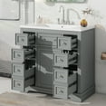 thumbnail image 5 of Harper & Bright Designs 36" Bathroom Vanity with Sink Combo, Bathroom Cabinet with Ceramic Top and 6 Storage Drawers, Grey, 5 of 17