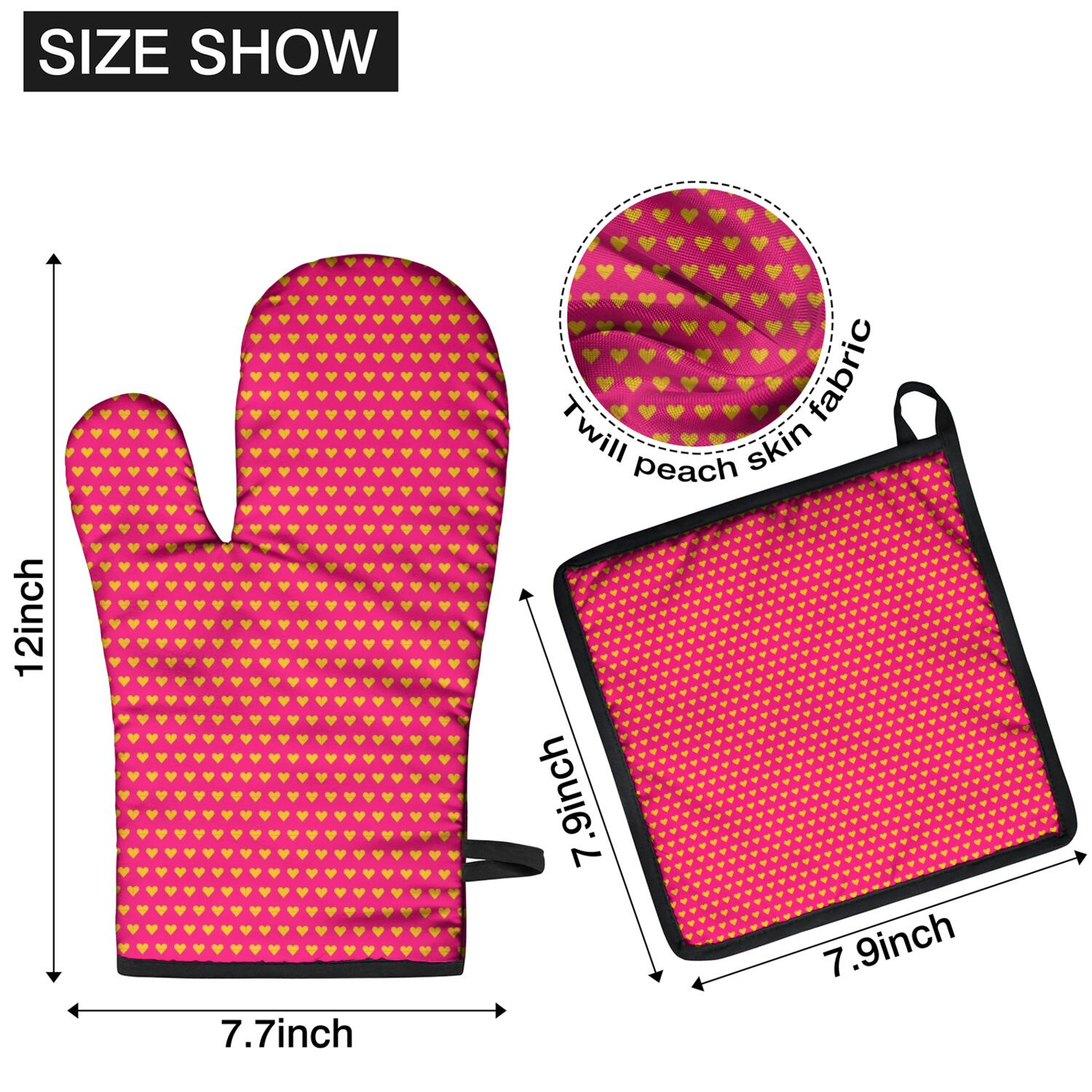 Oven Mitts and Pot Holders Set Of 4, Heat Resistant Kitchen Gloves with Non-Slip Grip, Hanging Loop, Soft Cotton Lining for Baking, Cooking, Grilling, Barbecue