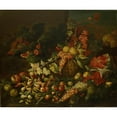 thumbnail image 2 of Giuseppe Ruoppolo 23x20 Black Ornate Framed Double Matted Museum Art Print Titled: Still Life with Fruit Basket in Front of a Wall, 2 of 5