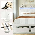 thumbnail image 4 of Einfach Queen Bed Frame, Storage Bed with Built-In Charging Station, Velvet Upholstered Wingback Headboard, White, 4 of 9