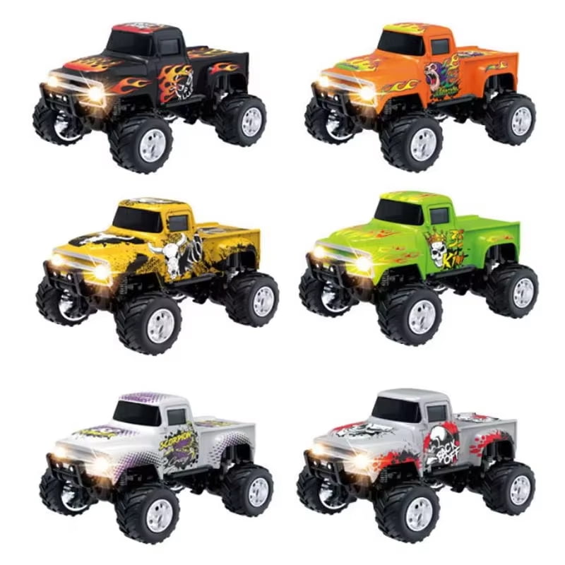 2.4G 1:64 Scale Mini Alloy Monster Truck with Mobile App Control, 3-Speed Off-Road RC Car with Shock Absorption & Trailer Hook, Desktop Remote Control Toy for Teens and Adults