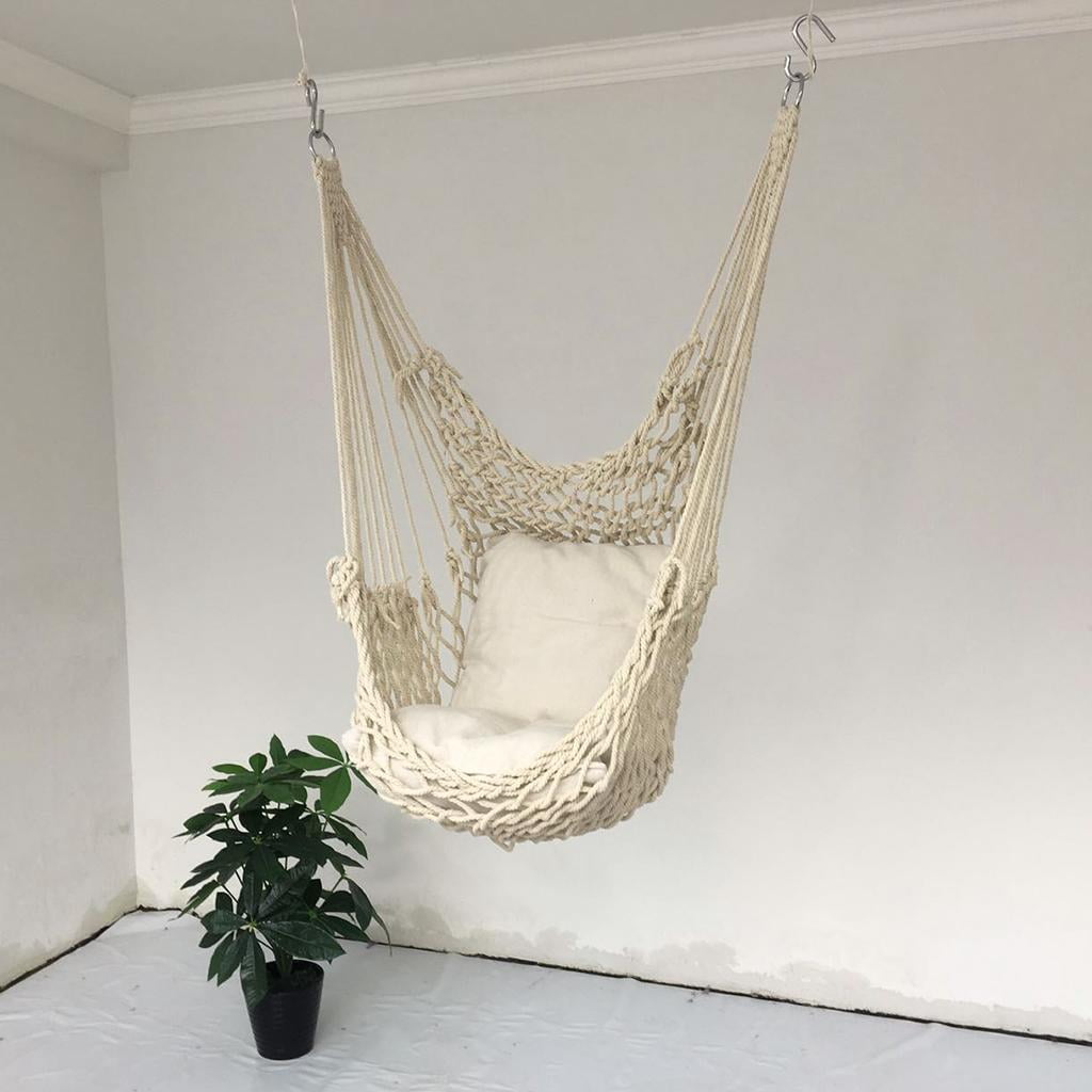 Hammock Seat Camping Hanging Chair Indoor Garden 120KG Load White