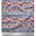 thumbnail image 1 of Soimoi Grey Poly Georgette Fabric Heart,Santa & Baubles Christmas Print Fabric by the Yard 42 Inch Wide, 1 of 1