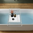 thumbnail image 4 of Expandable Bathtub Tray Stainless Steel Bathtub Tray with Marble Board, 4 of 20