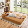 thumbnail image 2 of Aukfa Full Size Folding Sofa Bed, Loveseat Sleeper, Corduroy Convertible Floor Couch Mattress for Living Room, Dorm, Guest Room, Yellow, 2 of 8