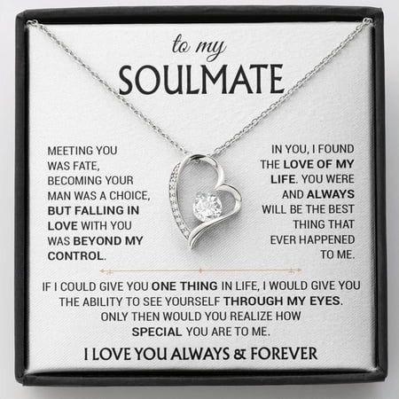 To My Soulmate Girlfriend Stylish Connection Necklace A Meaningful Necklace Perfect For Anniversaries Birthdays Valentine V5681 White Forever Love Necklace